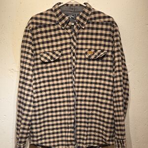 Men's Plaid Button Down Shirt in Black & Tan (Large)